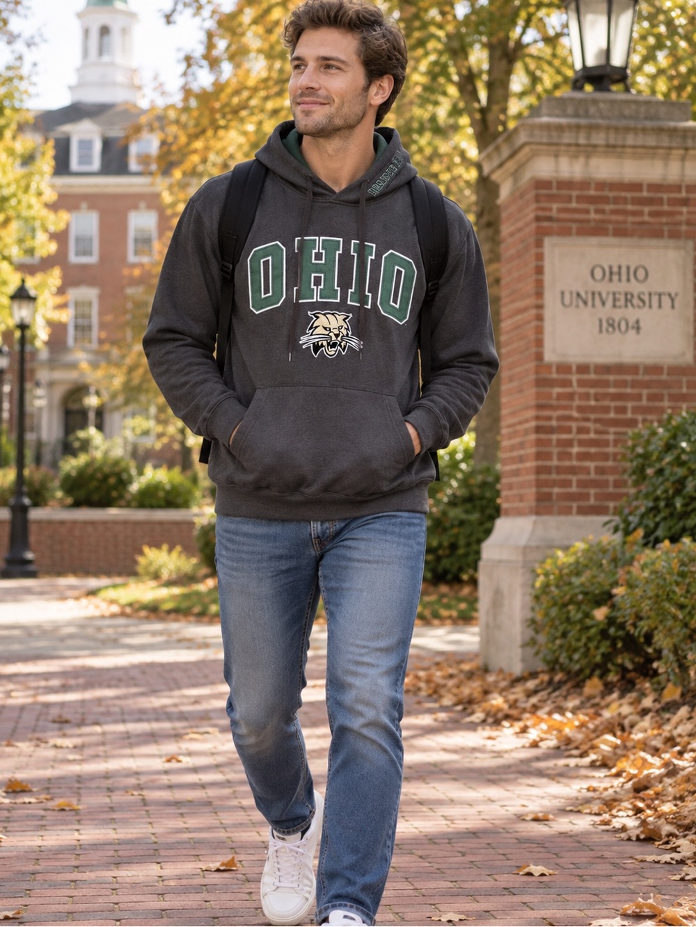 Stadium Athletics Ohio University Bobcats Hoodie Mens Small Gray Embroidered EUC